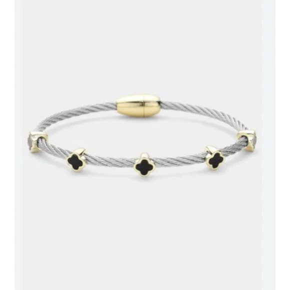 Unbranded Jewelry - Quatrefoil Station Twisted Magnetic Cable Bracelet